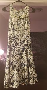 Blue and Green, white flower dress